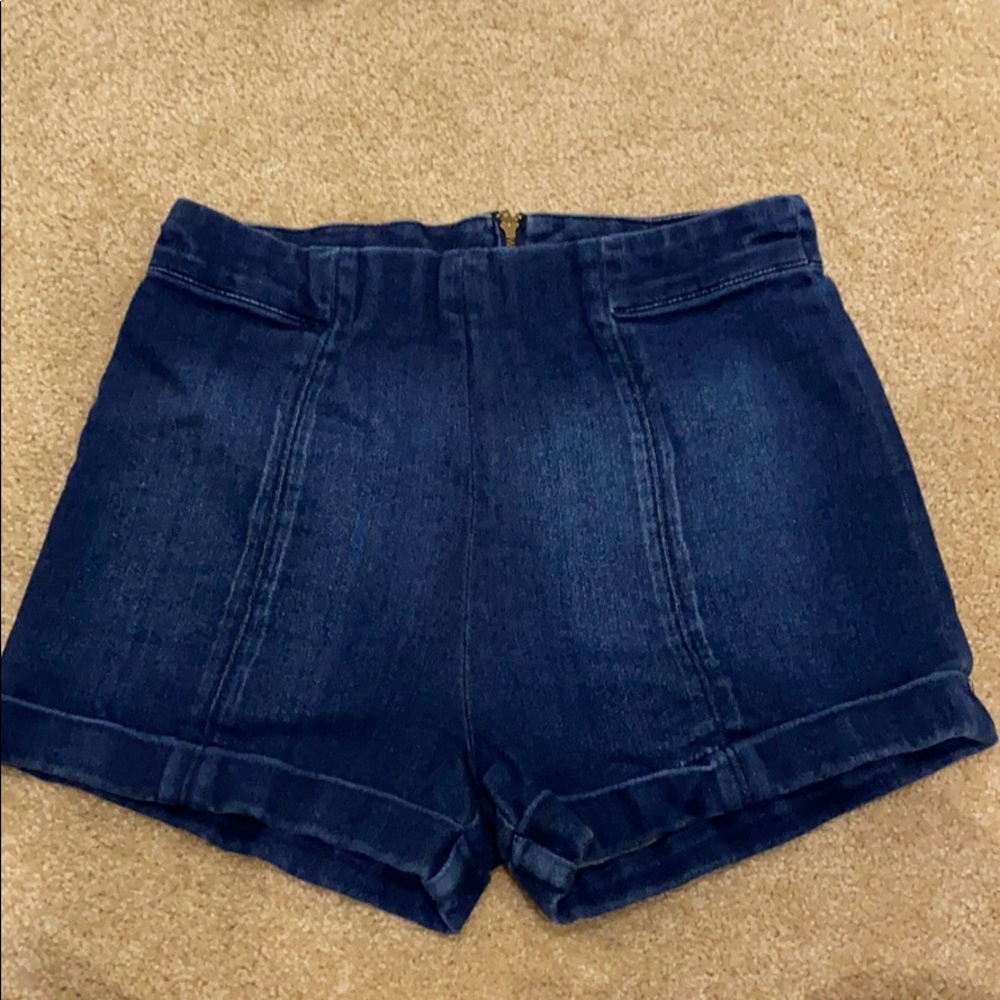 Dark blue jean stretch shorts